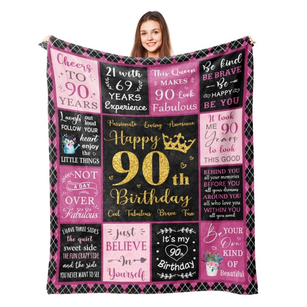 80th Birthday Gift Blanket Print Soft and Comfortable Flannel Blanket for Sofa Bed Living Room