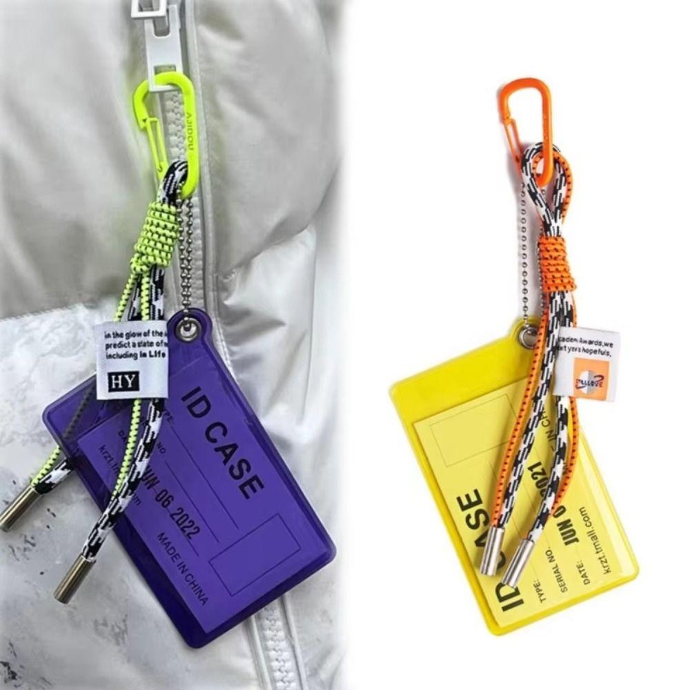 Флуоресцентный цветной держатель для карт, ремешок из ПВХ-материала, держатель для удостоверения личности, ремешок для ключей