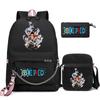 3Pcs/set Anime One Piece Backpack Inclined Shoulder Bag Pencil Case Back To School Bag for Boy Girl Student Men Women Outdoor Travel Bag Rucksack