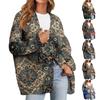 Women's Fashion Long Sleeve Christmas Print V-Neck Button Loose Cardigan Top