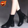 Fashion Round Toe Half High Boots for Women Black Warm 2025 New Trend Fashion Boot Chic and Elegant Gothic Luxury Mid Calf Shoes Woman