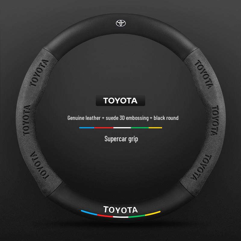 Чехол на руль Toyota Reiz (2005-2013 гг.) - Ультратонкая Натуральная Кожа и Замша Углеродное Волокно