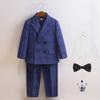 Boys Suit Set Fashion Plaid British Style School Kids Host Performance Costume Flower Children Wedding Outfit Toddler Birthday Formal Wear