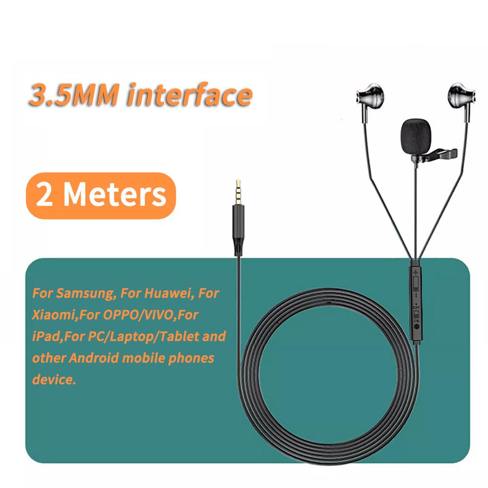 2-метровые проводные наушники для караоке с прямой трансляцией, 9D HiFi, мощные басы, два микрофона, гарнитура, 3,5 мм AUX/Type-C, цифровые внутриканальные наушники с чипом