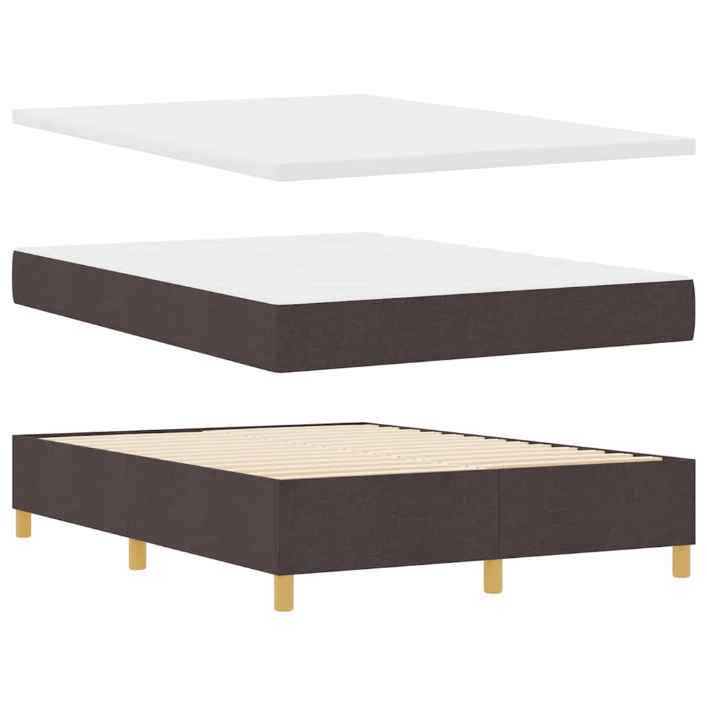 Box Spring Bed with Headboard Dark Brown 190 x 140 cm Fabric