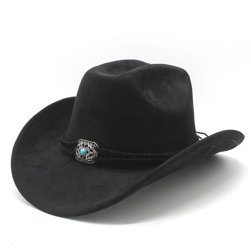 Suede Upturned Edge Western Cowboy Hat Men And Women Outdoor Travel Hat Rolled Brim Ethnic Style Top Hat Felt Hat