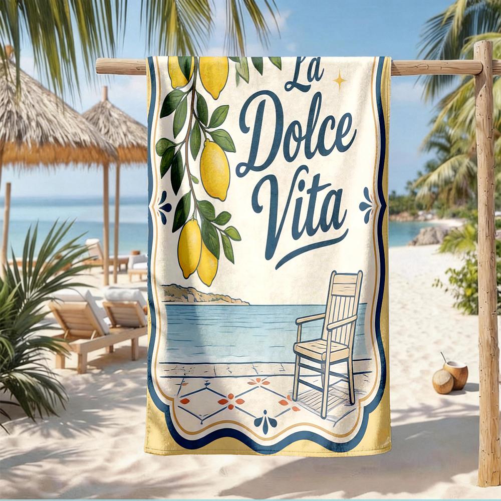 1 шт. Разнообразные ретро пляжные полотенца в прибрежном стиле: La Dolce Vita, Морепродукты и Летнее Настроение Быстросохнущие Пляжные Покрывала