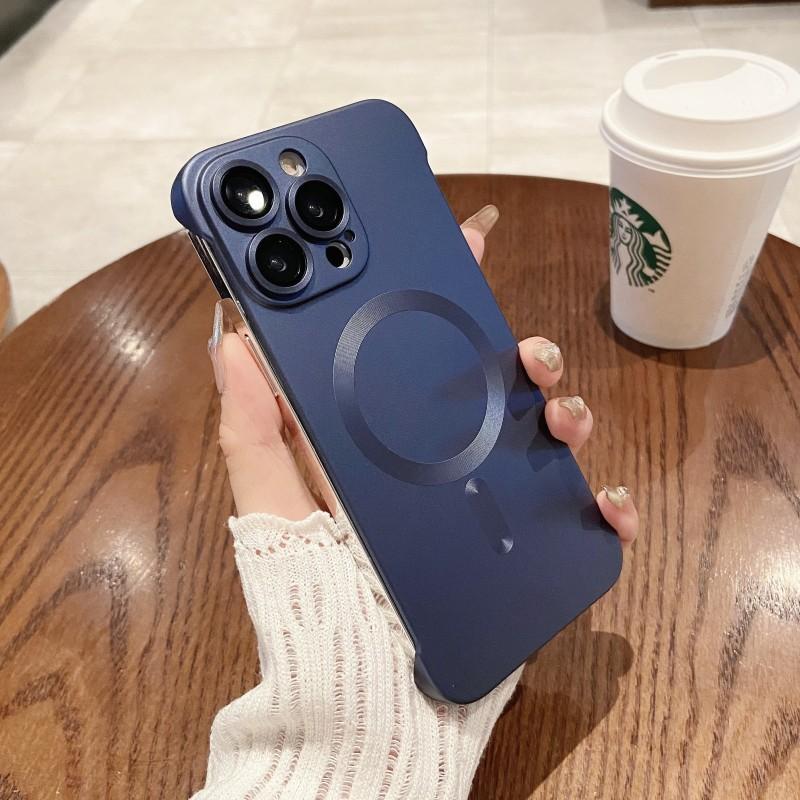 Applicable To Apple 16 Metal Paint Frameless Magnetic Suction Phone Case IPhone 15 Ultra Thin Bare Metal Sense Anti Fall Protection Case
