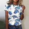 Marine Animals Print Sea Turtle Jellyfish Pattern Tees Street Casual Women's T-shirts Fashion Short Sleeves Women Clothing
