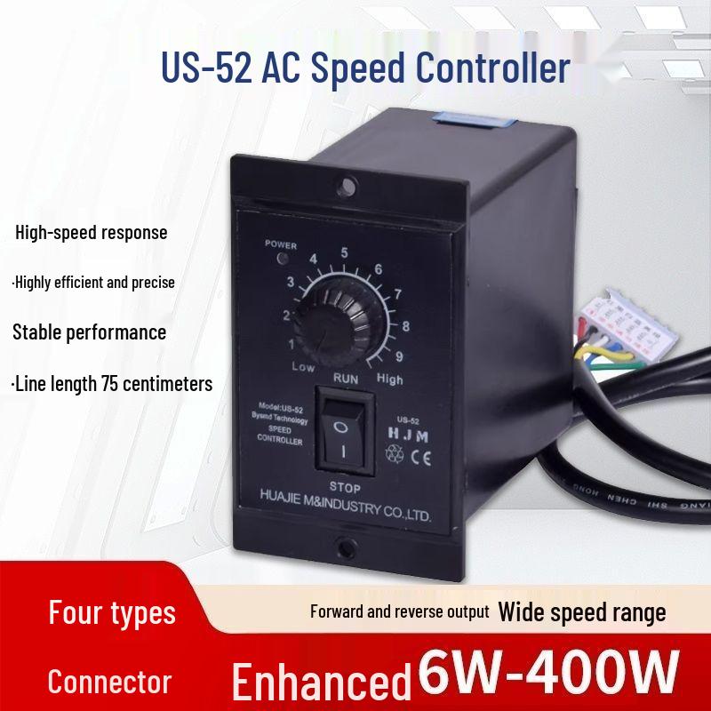 US-52 AC 220V Контроллер скорости двигателя, 6 Вт-400 Вт, Высокоэффективный регулятор скорости