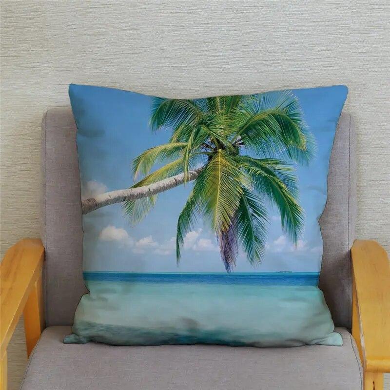 Декор для спальни, гостиной, пляжный пейзаж, кокосовая пальма, чехол для дивана, домашний декор, наволочка с принтом морской звезды и ракушки