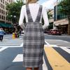 Women's Solid Colour Casual Back Dress Autumn and Winter Plaid Back Dress