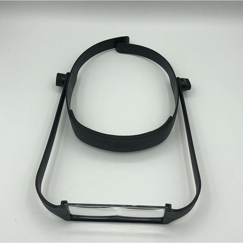 Наголовная лупа поставляется с четырьмя сменными линзами. Он обеспечивает увеличение без помощи рук с коэффициентами 1,6x, 2,0x, 2,5x и 3,5x