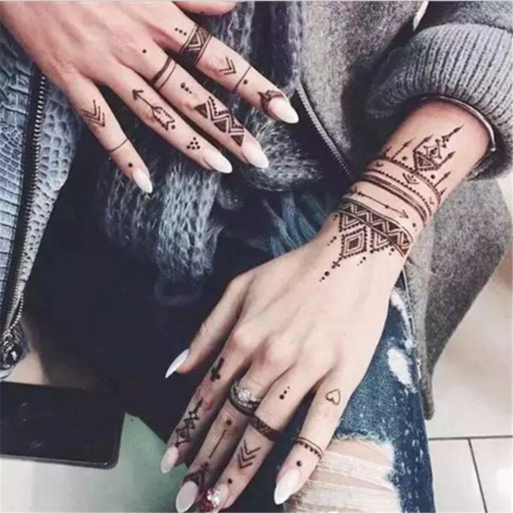 Mehndi Indian Style Makeup DIY Body Art Tattoo Stencils Temporary Hand Decal Henna Template Sticker
