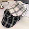 Japanese Style Plaid Pleated Equestrian Hat British Style Sun Protection Hat  Masquerade
