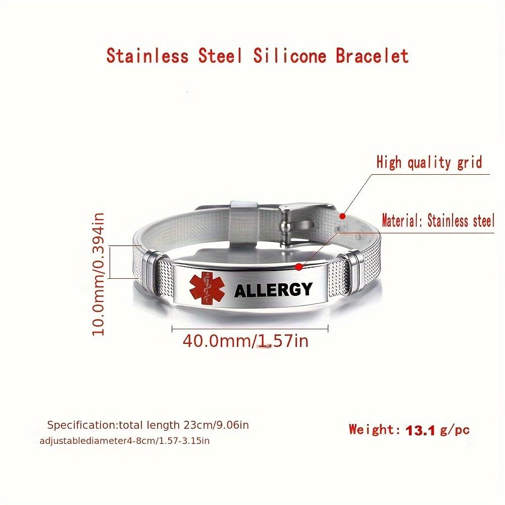 1шт браслет из нержавеющей стали в виде змеиной трости с красным медицинским предупреждением о диабете 2 типа, мужской браслет для оказания первой помощи