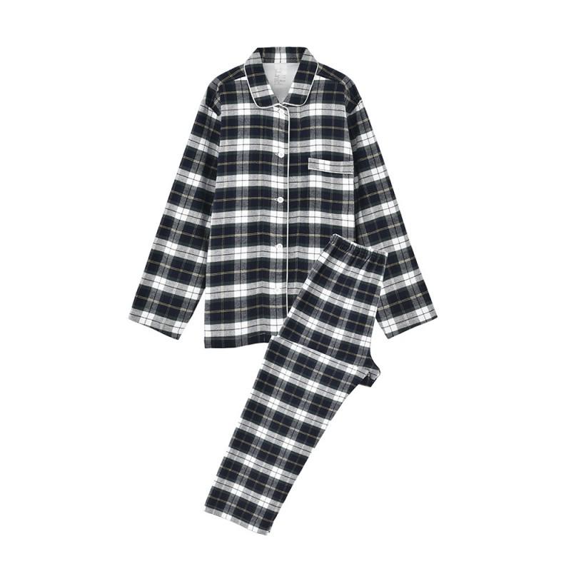 Cotton Flannel Pajama Set Womens Mens Loungewear Soft Warm Sleepwear Fall Winter