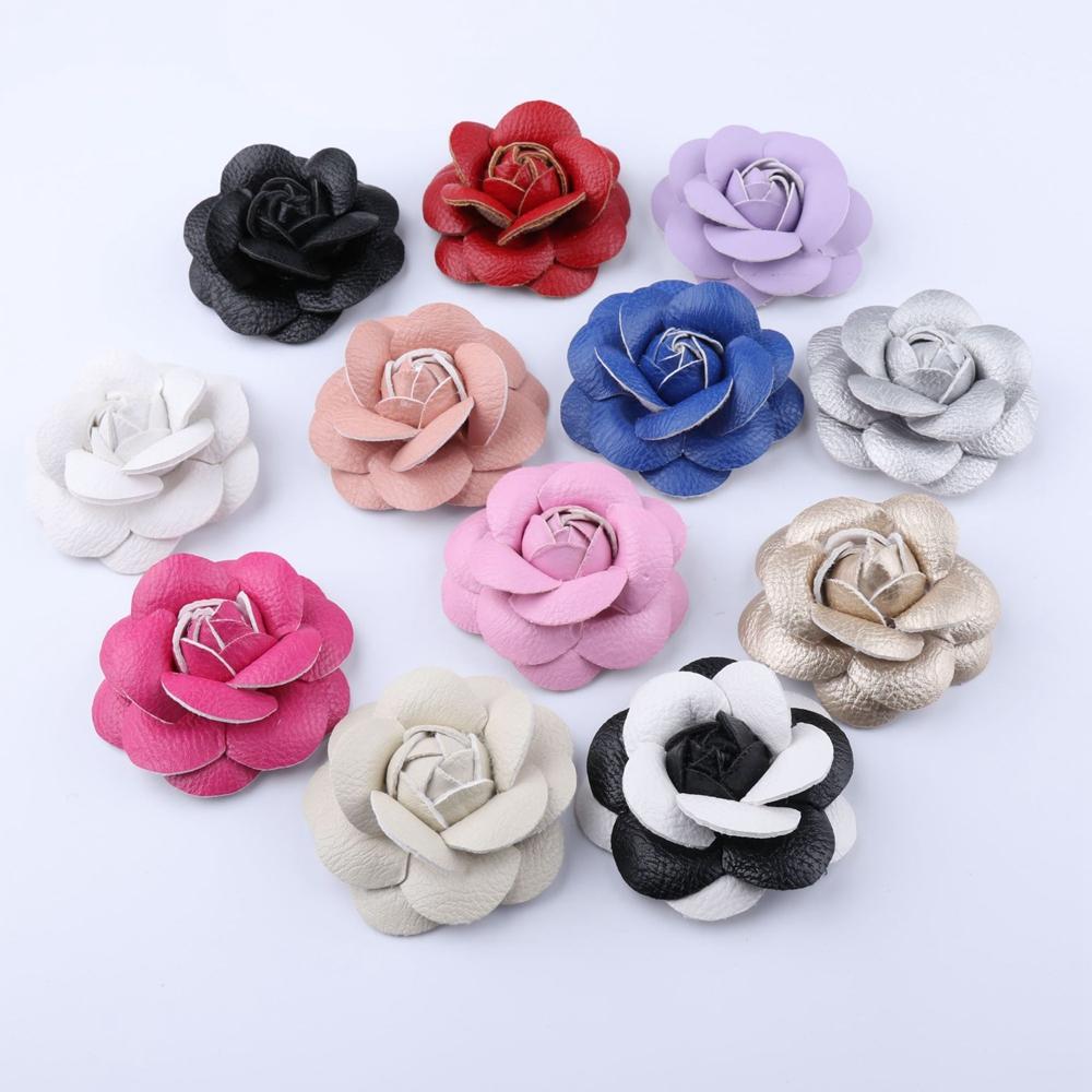 Pin Lapel Brooch Jewelry Gifts Fabric DIY Craft Supplies Corsage Camellia Flower PU Leather