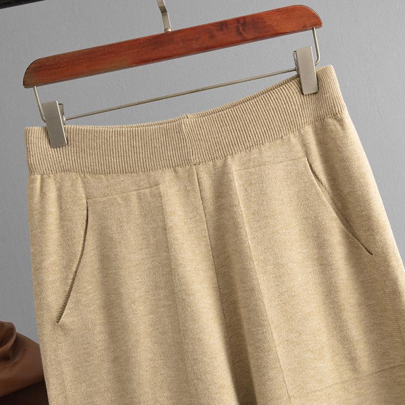 GMXIA Solid-color Knitted Semi-high Neck Slit Sweater Set for Women's Autumn and Winter Fashionable Casual Sweater Two-piece Set