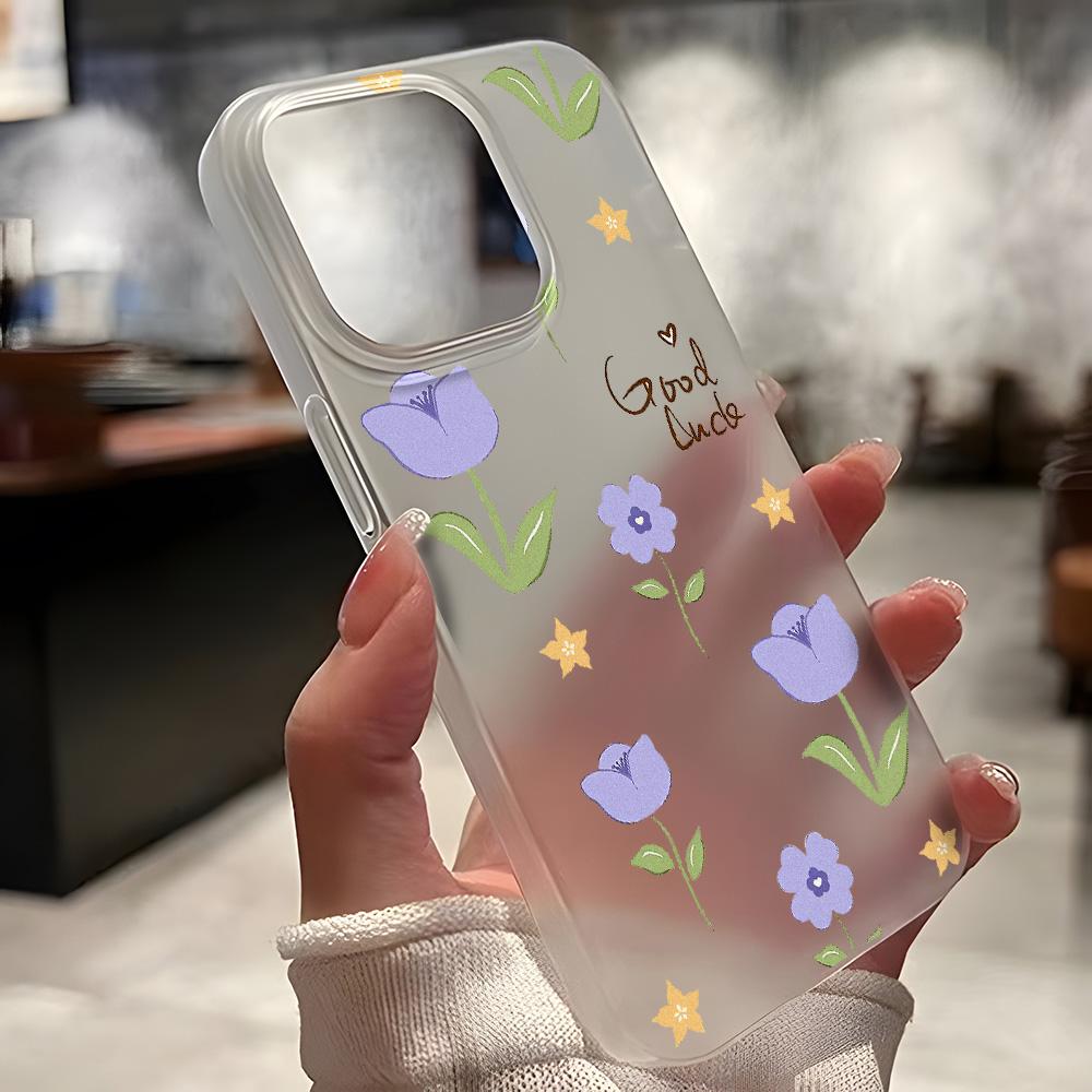 Чехлы для мобильных телефонов iPhone 11 13 15 Pro Max 12 14 Pro Max Чехол для iPhone 16 15 Plus 13 Pro 12 Матовая текстура с рисунком в виде мультяшных цветов
