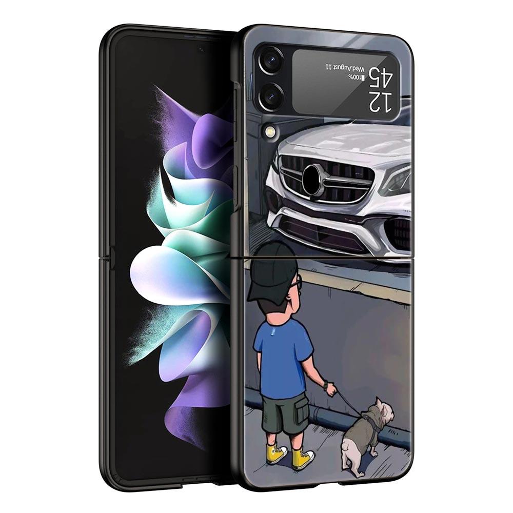 Z Flip 4 Phone Case for Samsung Galaxy Z Flip 3 5G ZFlip3 Flip3 Zflip Flip4 Black Hard Cover Boy See Sports Car Jdm Drift Shell