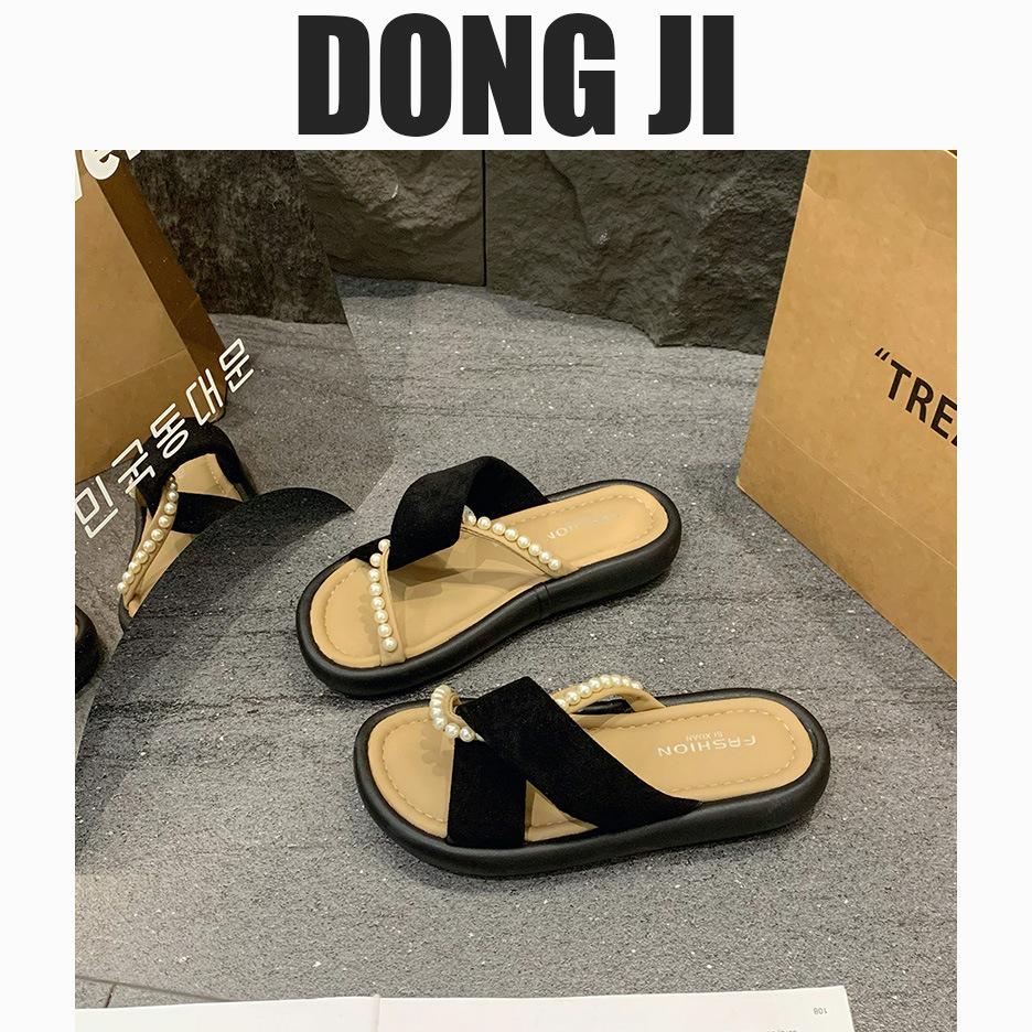 Женские тапочки в стиле феи на толстой подошве, лето 2025, новые модные босоножки с открытым носком, украшенные бисером