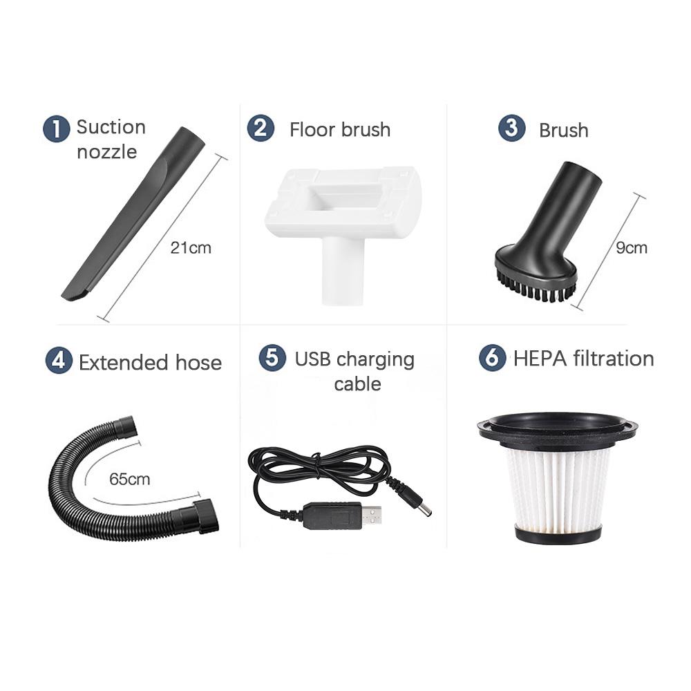 Беспроводной ручной автомобильный пылесос Портативный мини-пылесос с сильным всасыванием 6000 Па USB-зарядкой для