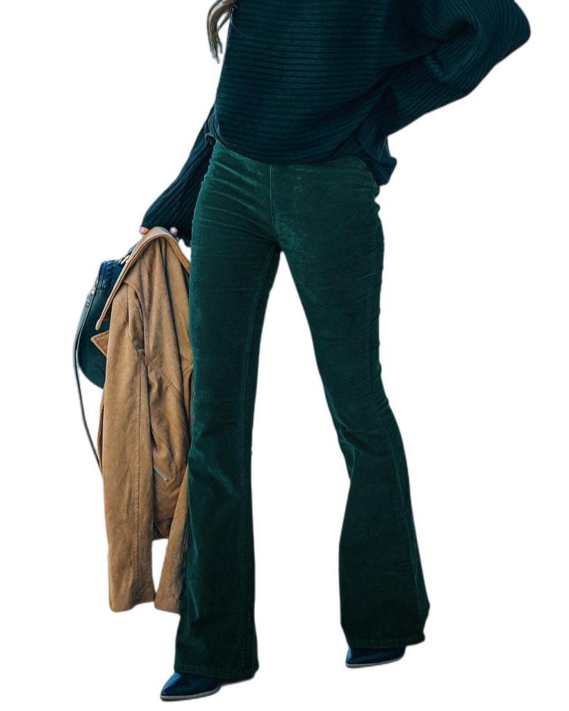 Женские облегающие брюки с высокой талией и микроклеш из вельвета