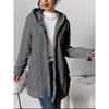 [Cozy Winter Cardigan] Warm & Cozy Women's Winter Plush Diamond-Patterned Hooded Cardigan | Longline Loose Fit Open Front Long Sleeve Coat