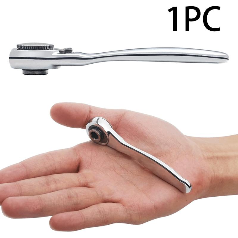 1pc Mini Ratchet Wrench 1/4 Socket Bidirectional Forward And Reverse Quick Screwdriver Cross Multi-function Set-Interface