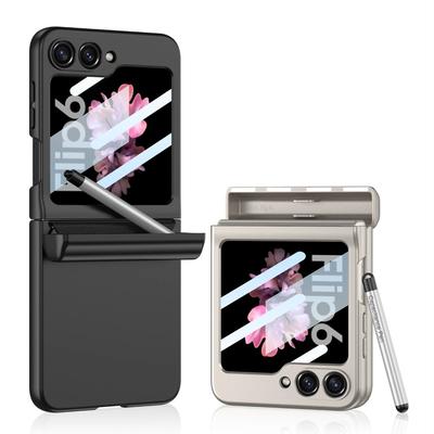 Магнитная защита шарниров, жесткий чехол для телефона из ПК для Samsung Galaxy Z Flip 6, противоударный чехол с небольшой защитной пленкой для экрана, сенсорная ручка