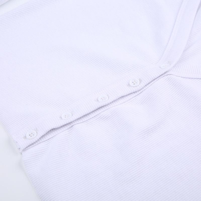 Women V-neck Solid Color Loose Knitted Cardigan Long Sleeved Crop Top