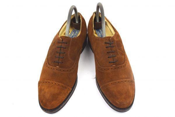 40,000 Yen Bostonian Impression Suede Leather Semi-Brogue Punch Cap Toe 8.5C / 25.5-26.0 Brown(USED)