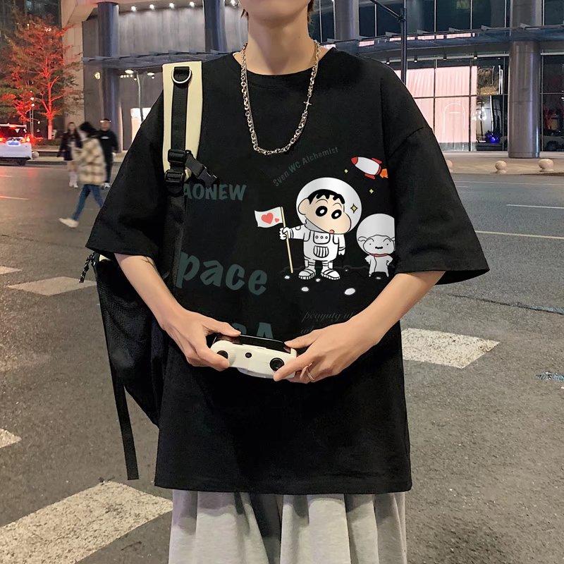 2024 Summer Short Sleeved T-Shirt For Men'S Trendy Five Inch Sleeve Versatile Casual Loose Student Half Sleeved T-Shirt Daily Fashion Printed Top