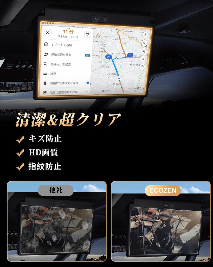Защитная пленка для экрана заднего монитора ECOZEN из закаленного стекла для Toyota Touch. Также подходит как аксессуар для Alphard 40 или кастомный 13,2-дюймовый Alphard/Vellfire (40