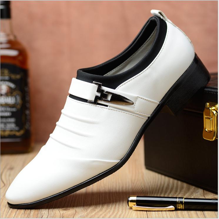 Летние черные, коричневые, белые мужские кожаные туфли, мужские модельные туфли с острым носком, формальные мужские сандалии без шнуровки высокого качества