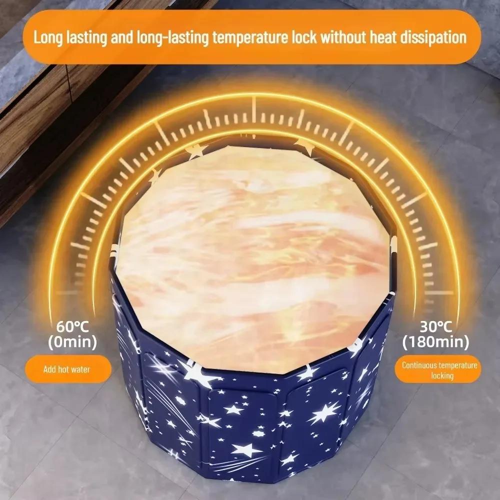 Portable Insulated Bathtub for Adults, Large Round Foldable Home SPA Tub with Cover, Bathroom Upgrade, Hot & Cold Therapy