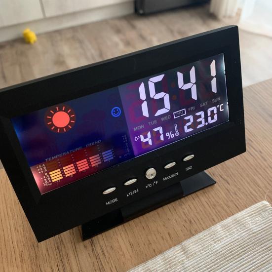 8082T цифровые часы прогноз погоды вечный календарь светодиодный цветной экран дисплей влажности температура часы пробуждения для дома
