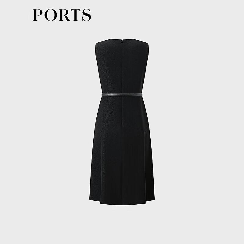 Ports Черное ацетатное миди-платье с золотым люрексом
