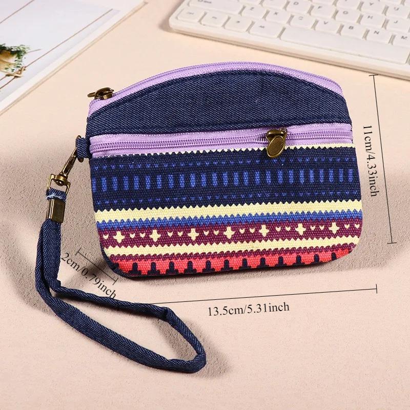 Маленький кошелек для монет в стиле бохо, мини-кошелек, сумка для монет с цветочным принтом, водонепроницаемый, с застежкой-молнией, изысканный подарок для женщин и девочек