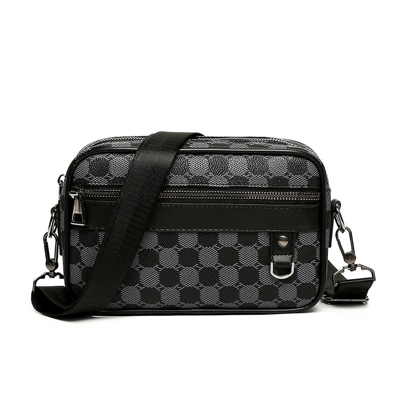 Повседневная деловая сумка через плечо для мужчин, сумка через плечо из искусственной кожи, маленькие сумки через плечо, дизайнерские мужские сумки на ремне в квадратную клетку