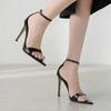 Остроконечные лакированные кожаные сексуальные открытые носки с одним словом, пряжка ремешок женские босоножки на тонком каблуке с высоким каблуком вечерние туфли сандалии