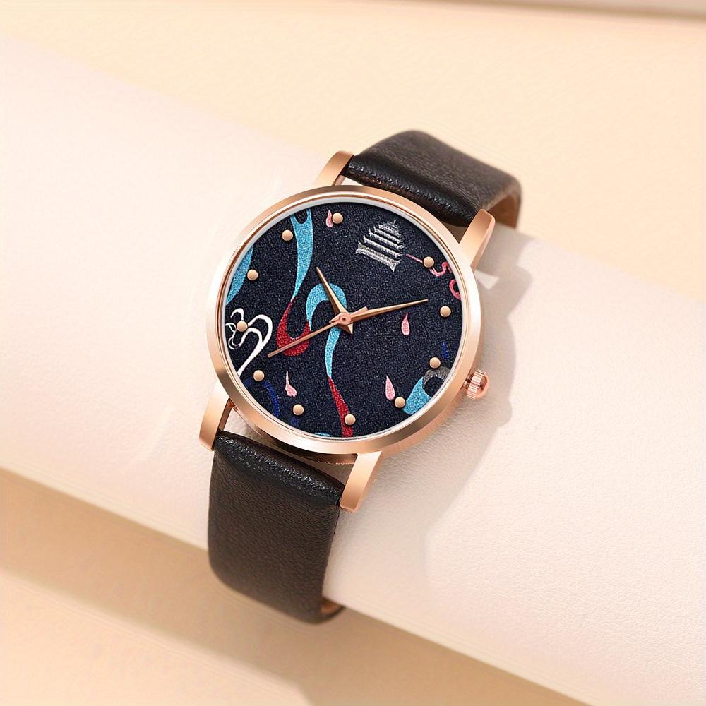 6 шт./компл. женские часы, повседневные кварцевые часы с круглой стрелкой, женские наручные часы из искусственной кожи и комплект ювелирных изделий, подарок для женщин