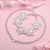 925 Sterling Silver Five Flower Necklace Wedding Fashion Jewelry