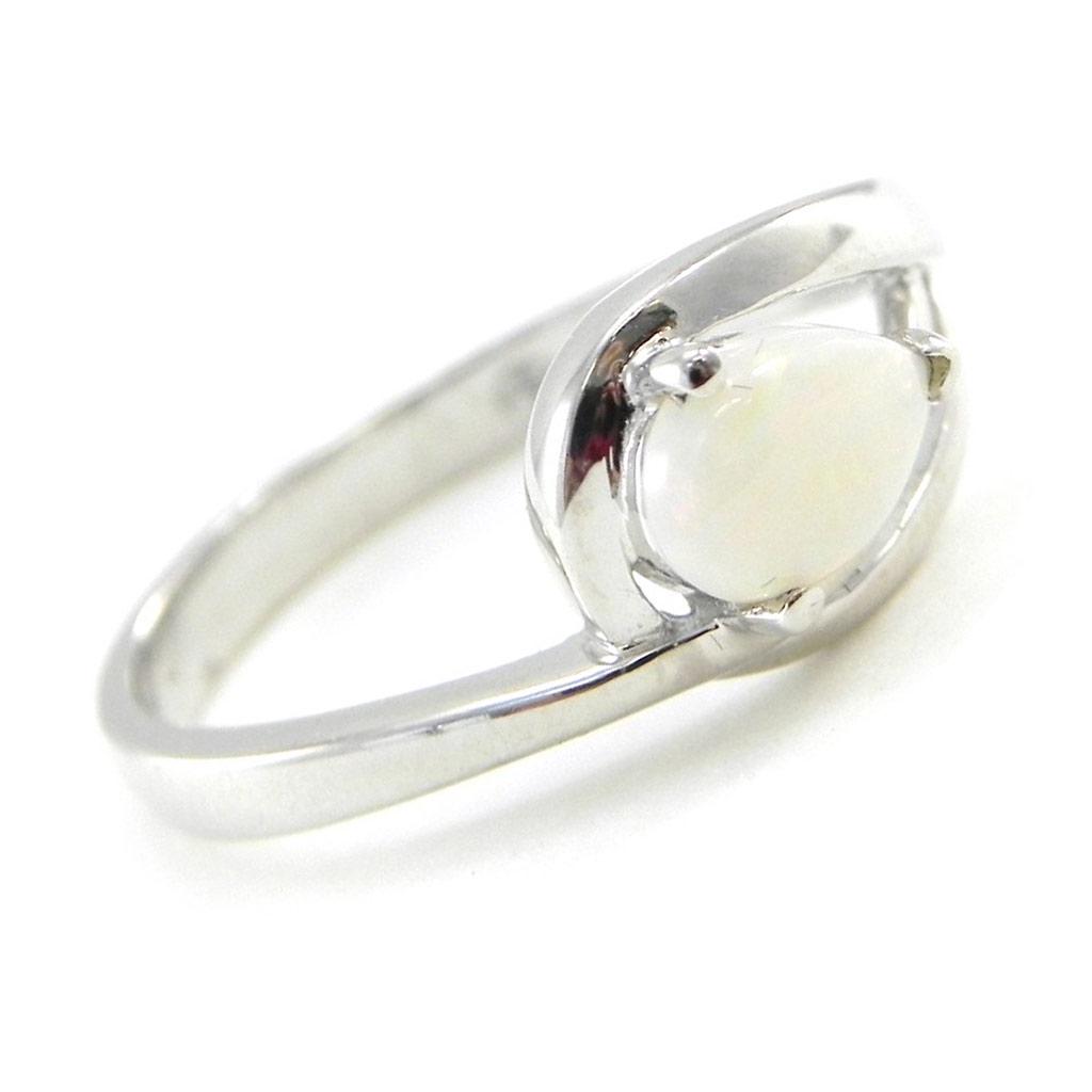 Silver Ring 'Goddess Opal' White Silver (rhodium) - 15x8 Mm