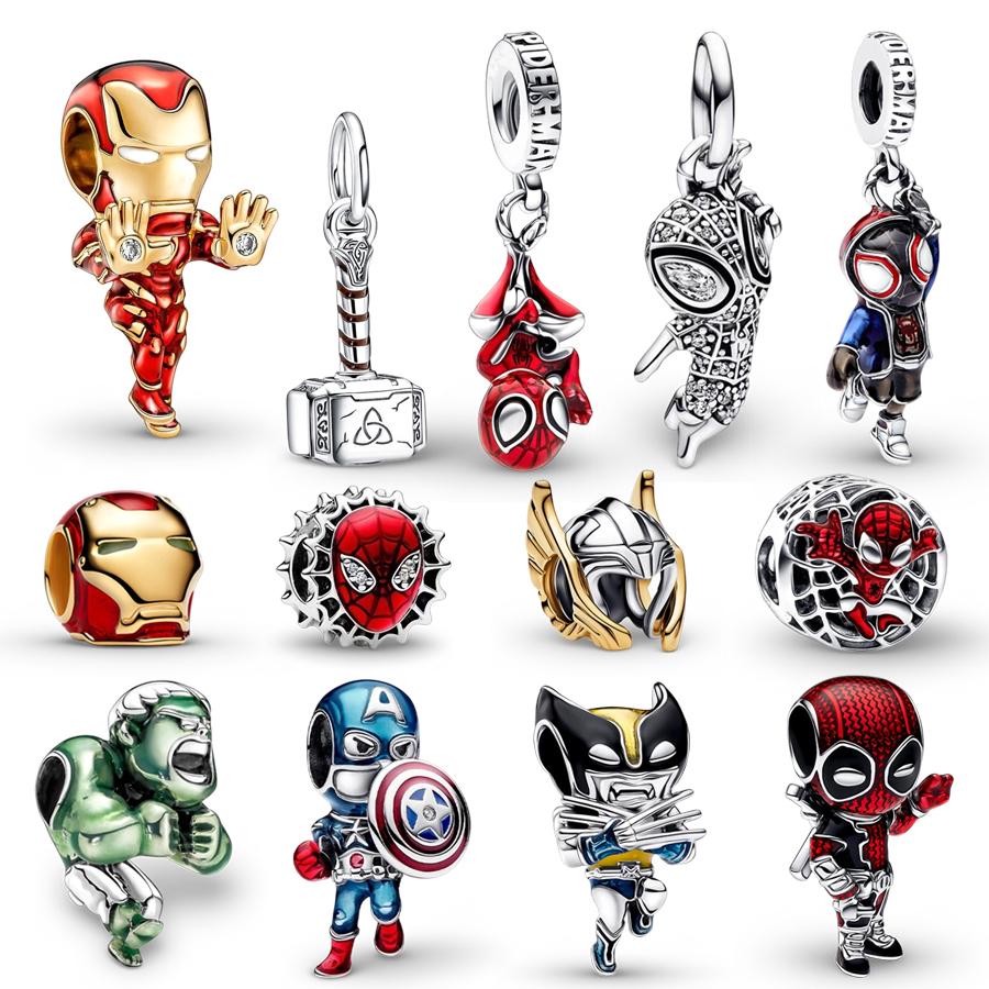 Toys Charm DIY Women Jewelry Gift Iron Man Spider-Man Captain America Beads Fit Original Snake Bracelet Necklace Accessories