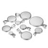 10pcs/lot Stainless Steel Cabochon 6-25mm Round Tray Blank With Clasps Pendant Base Setting For DIY Jewelry Making Supplies