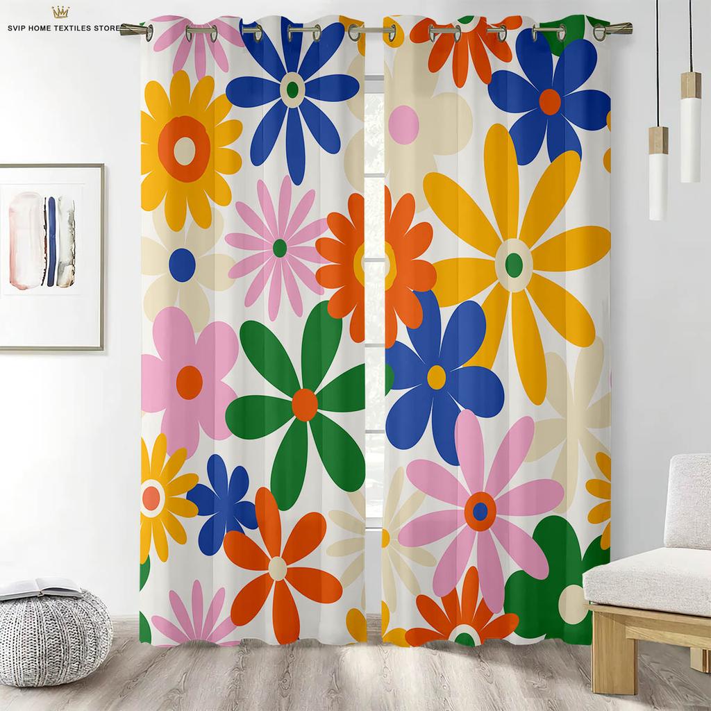 Шторы с цветочным принтом для спальни, романтический пасторальный стиль, легко стирать и ухаживать, украшение для дома, 2 шт.