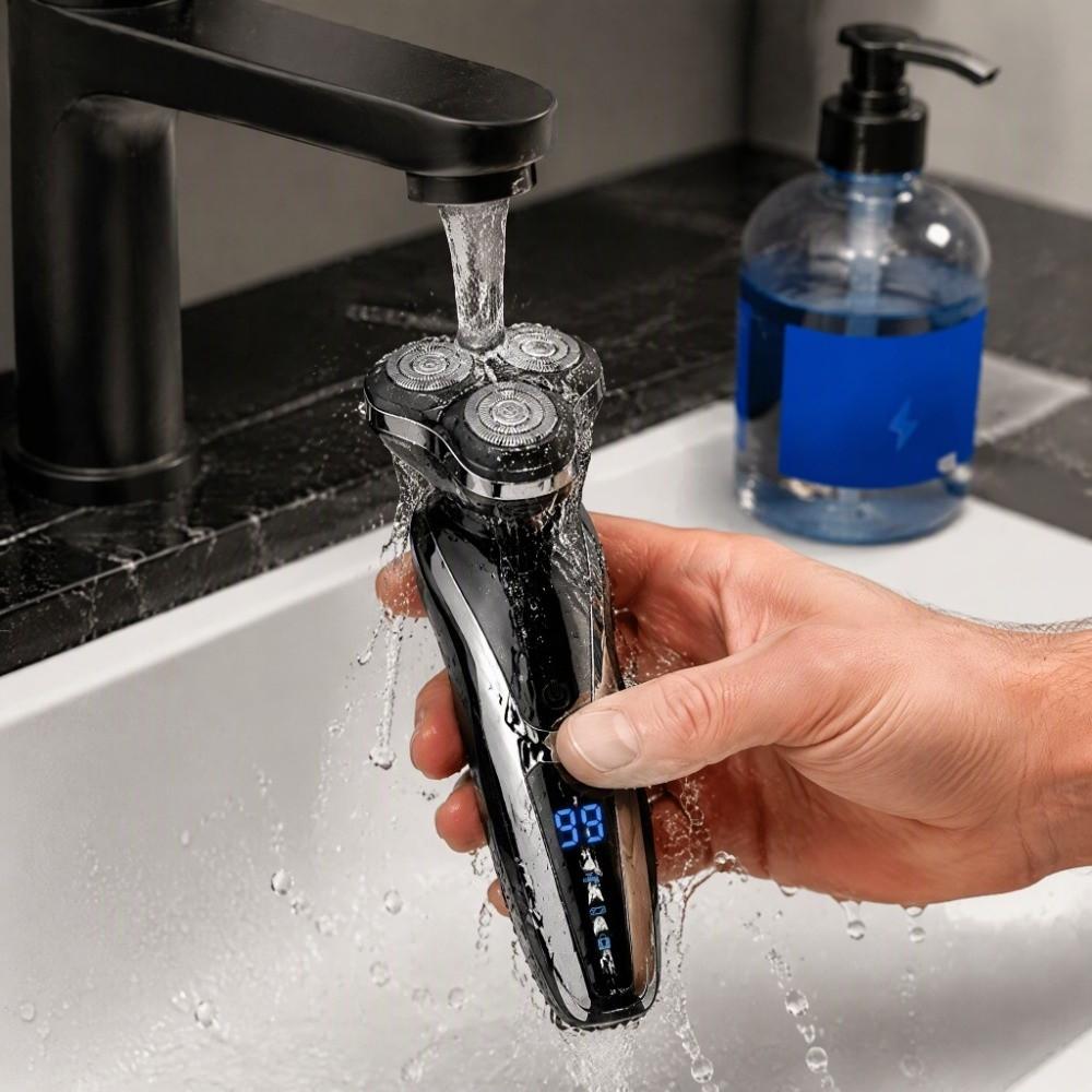 LCD Display Beard Trimmer Triple Shaving Heads 4 In 1 Shaver Nose Hair Trimmer Beard Shaving