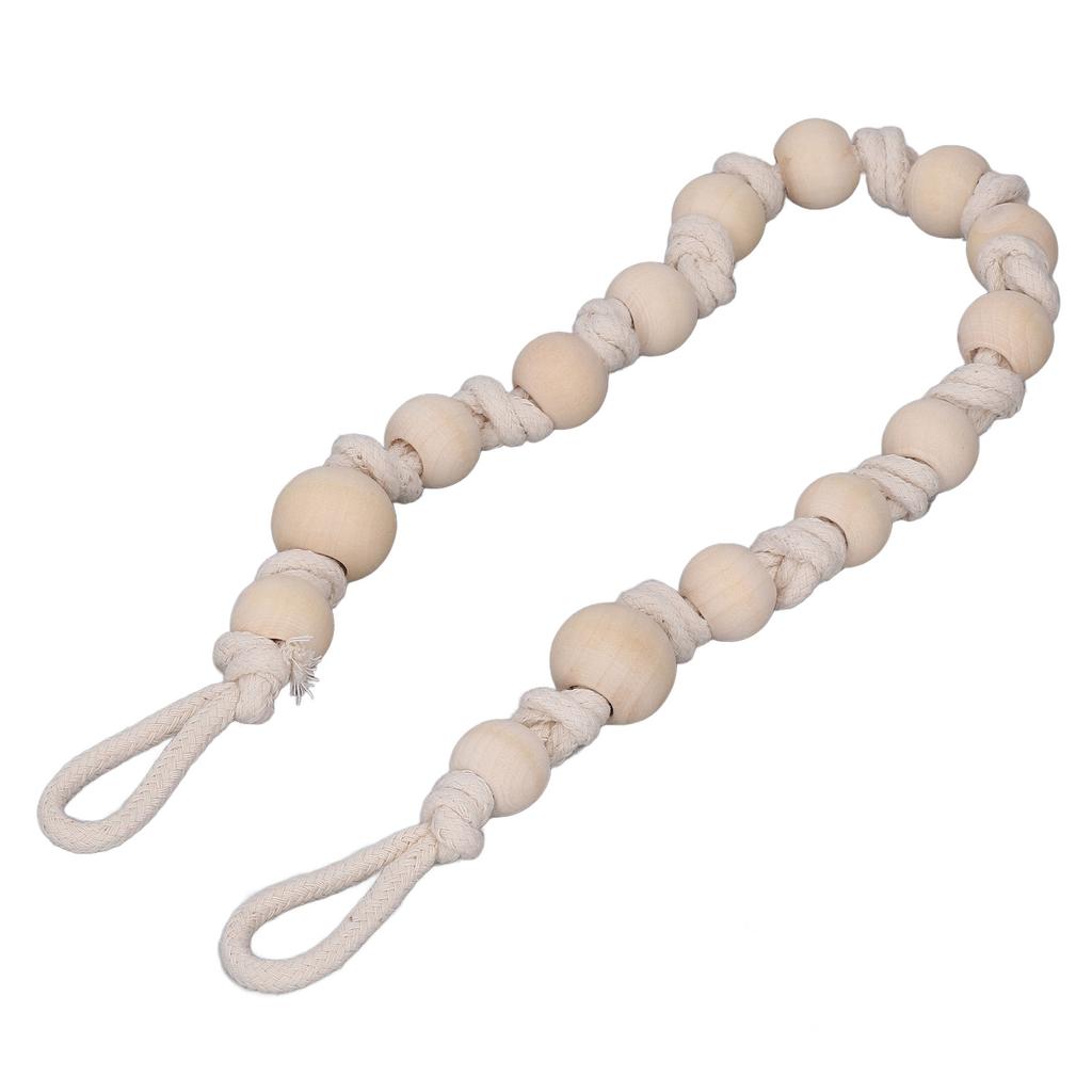 Boho Curtain Tiebacks Bohemian Style Durable Wood Rope Wide Application Curtain Holdbacks for Curtain Towel Paper Beige